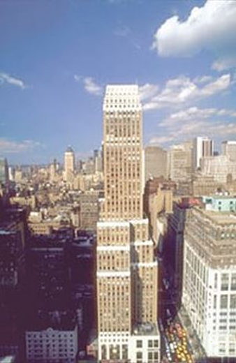 A view of the empire state building from above.