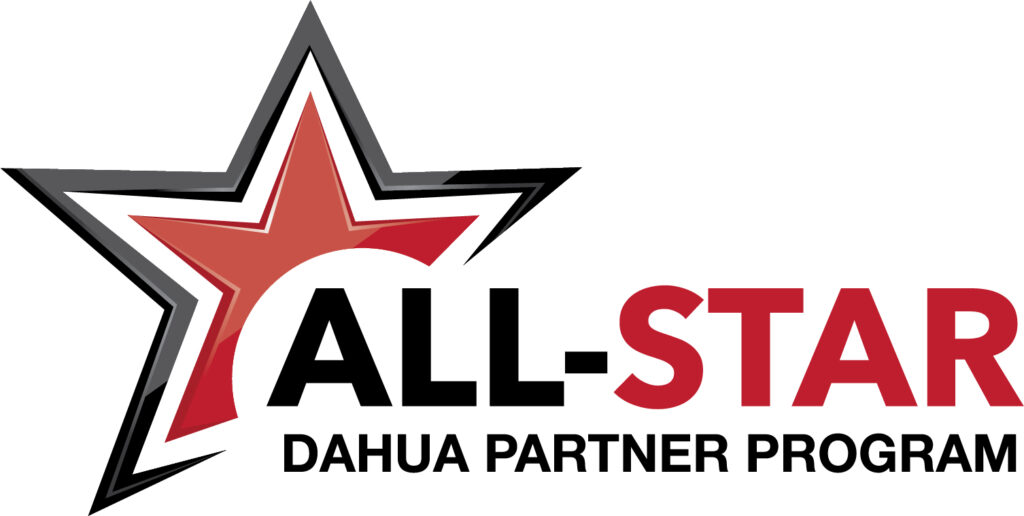 A red star with the words all stars dahua partner partners underneath it.